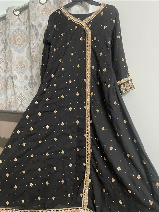 Other - Embroidered Black & Gold Anarkali Dress
